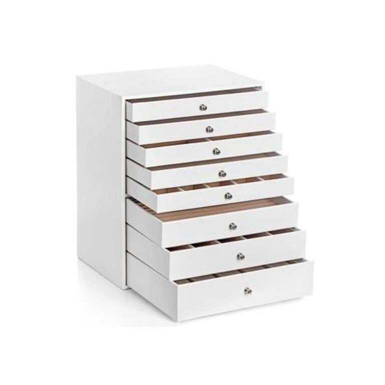 Jewelry Box SONGMICS, 8-Layer Large Jewelry Case for Necklaces, Bracelets, Watches, White