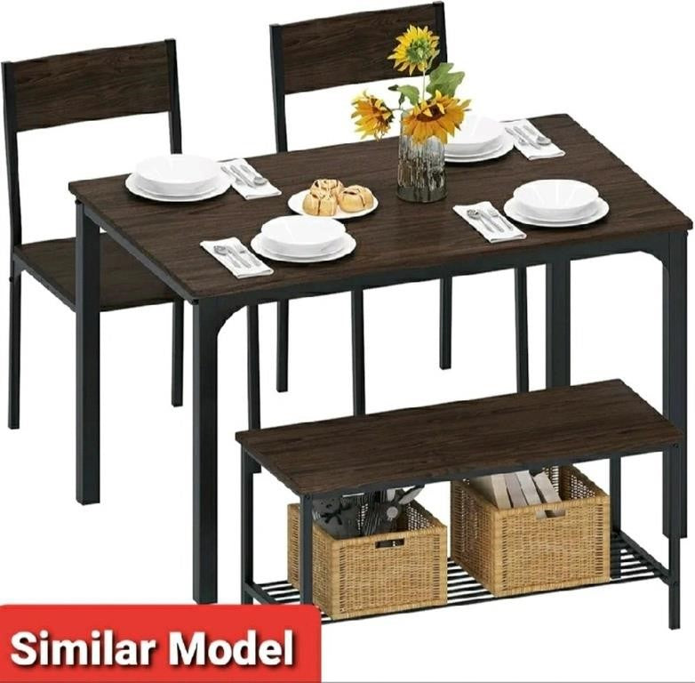 Dining Table and 2 Chairs Set with 1