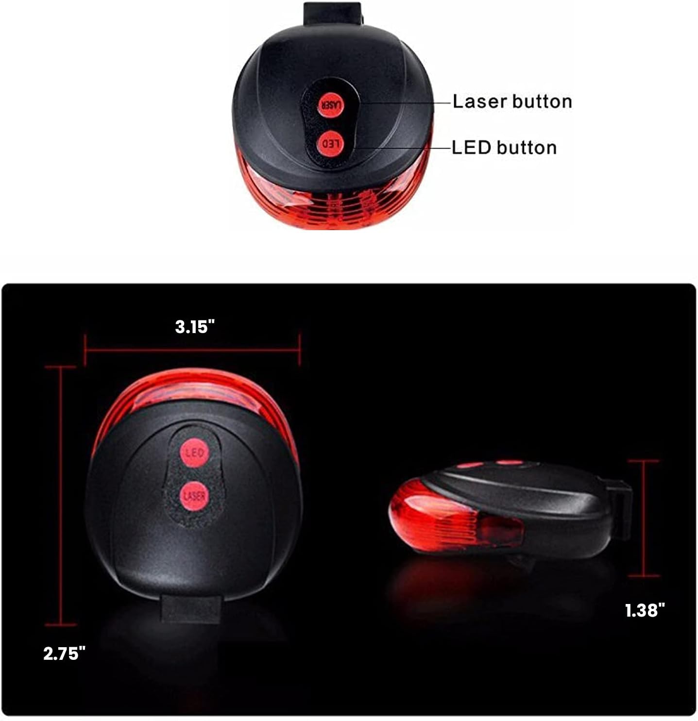 Bike Cycling 7 Flash Modes Red Lights Waterproof