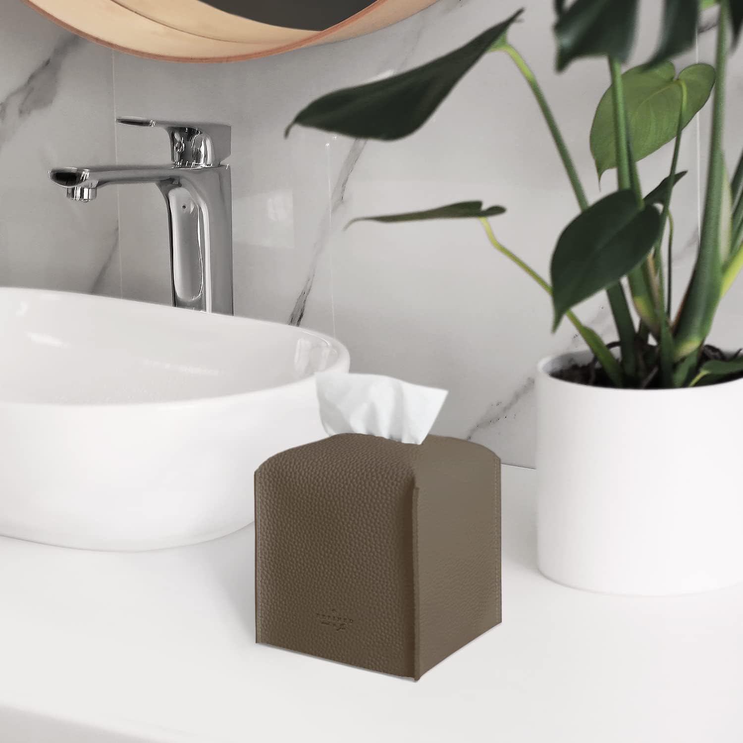 Carrotez Tissue Box Cover, Modern PU Leather Square Tissue