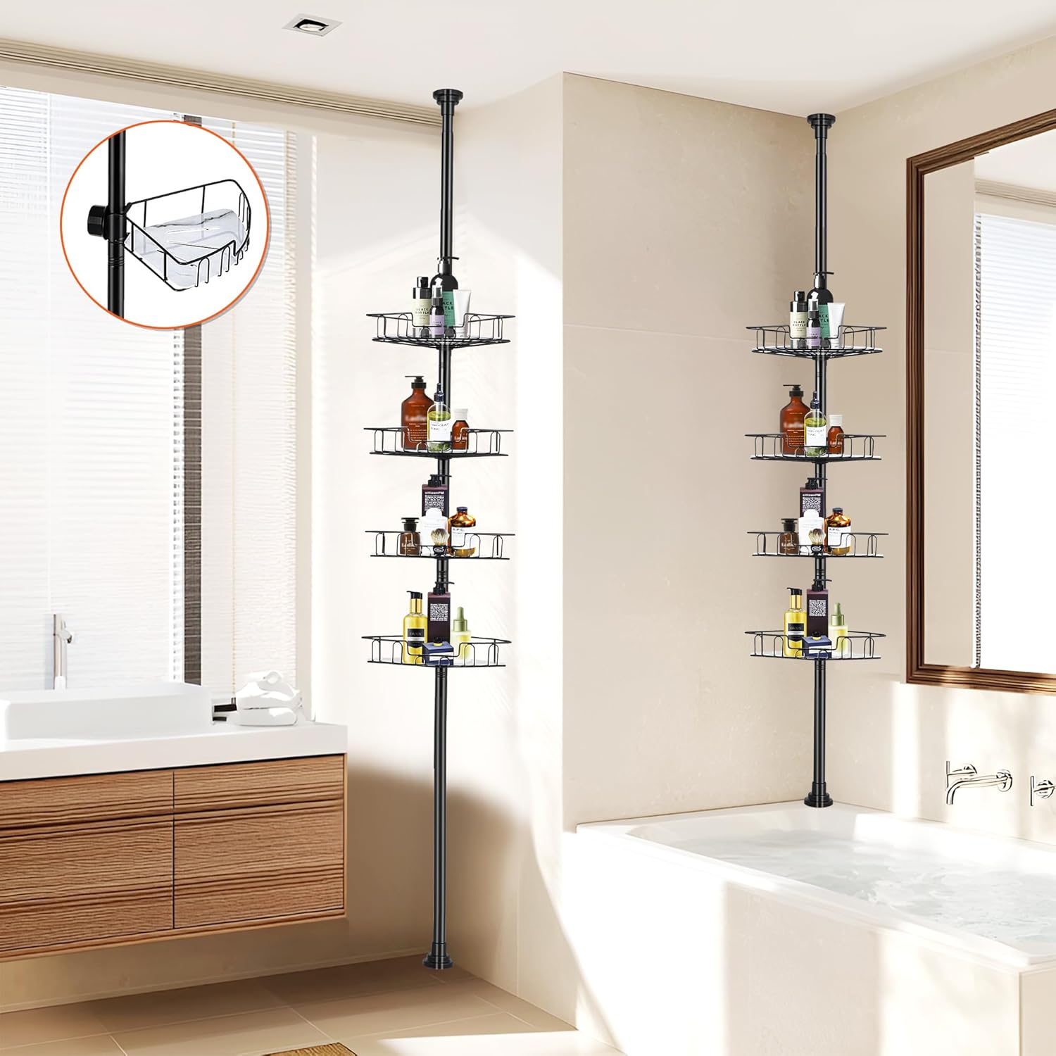 Matte Black Shower Corner Caddy