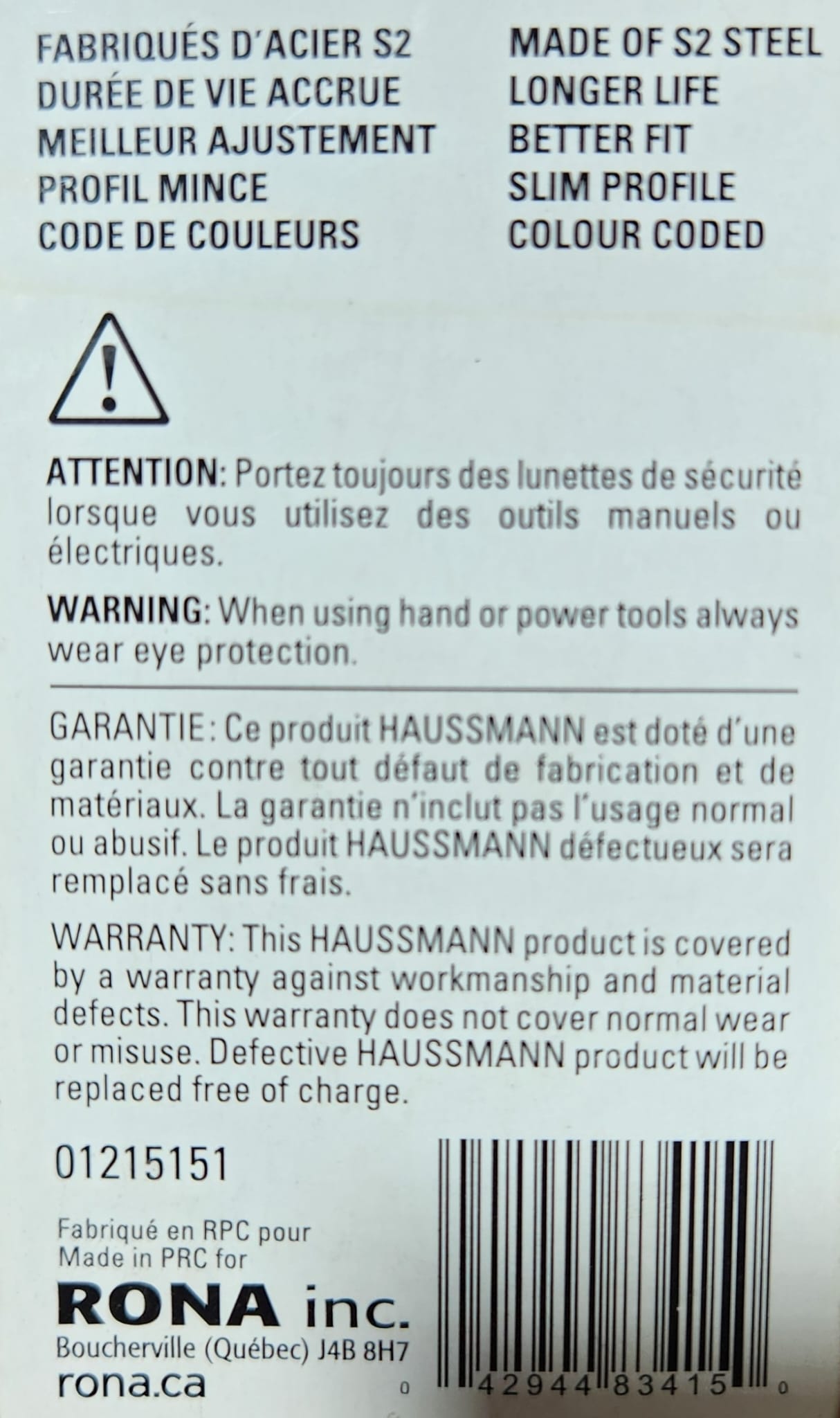 HAUSSMANN DRYWALL INSERT BITS