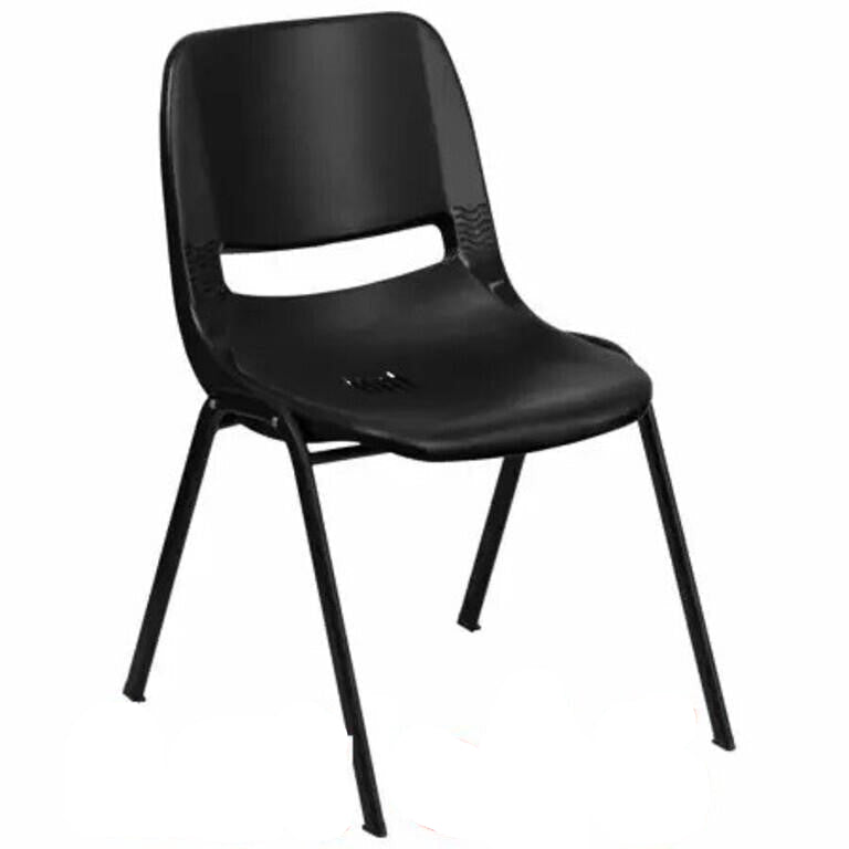 Lot of 5 HERCULES Series 661 lb. Capacity, Black, Ergonomic Shell Stack Chair