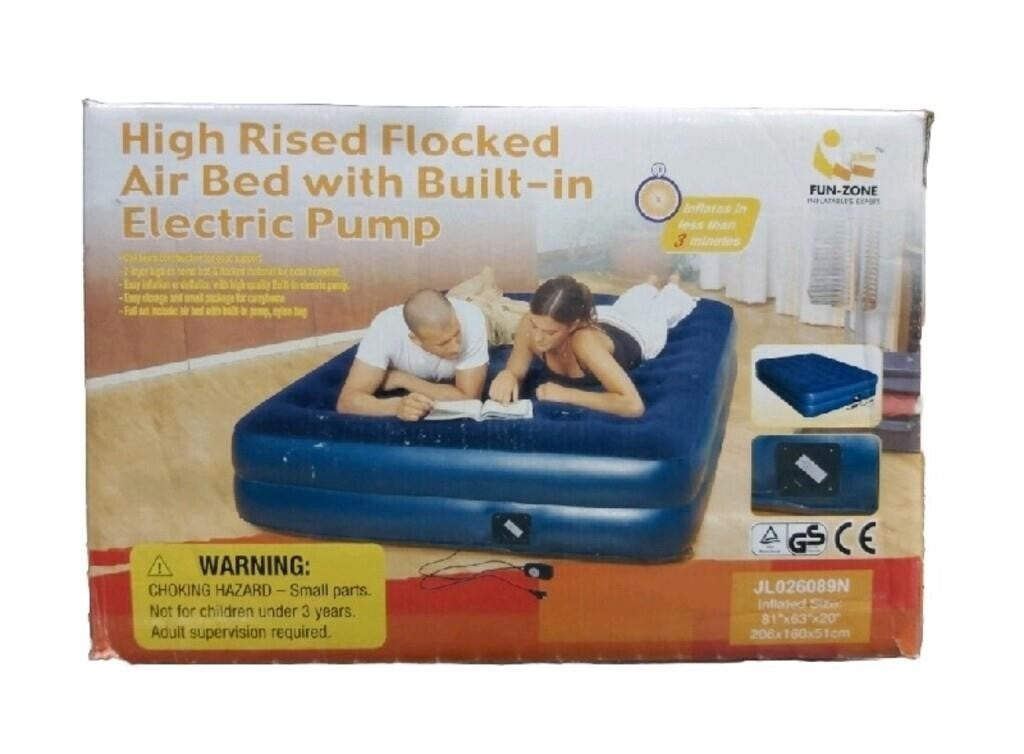 jilong high rised flocked air bed with built-i