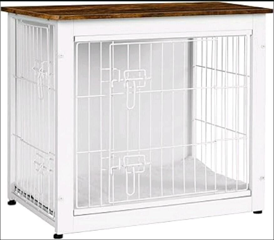 Wooden Dog Crate with Double Doors, White