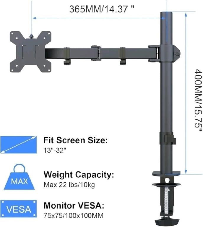 Suptek Single LED LCD Monitor Desk Mo