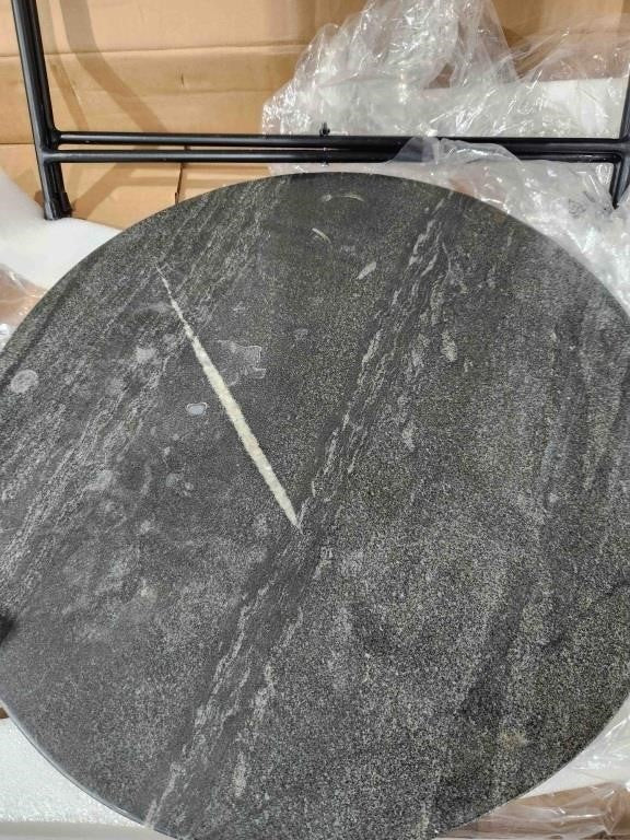 Round Coffee Table, Marble Top, Small, Black