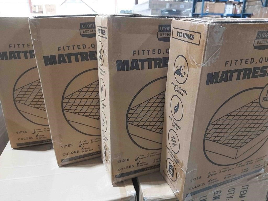 Bedding Quilted Fitted Mattres QUEEN WHITE