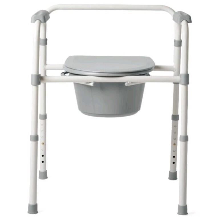 Medline 3-in-1 Folding Steel Commode 350lb Cap