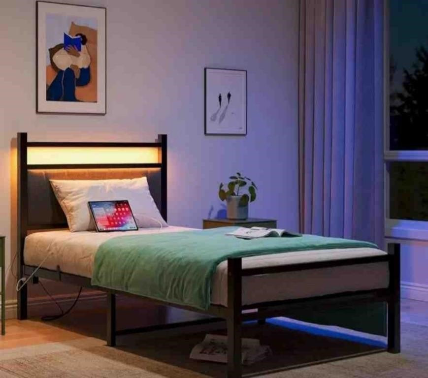 Twin Bed Frames with Upholstered Headboard