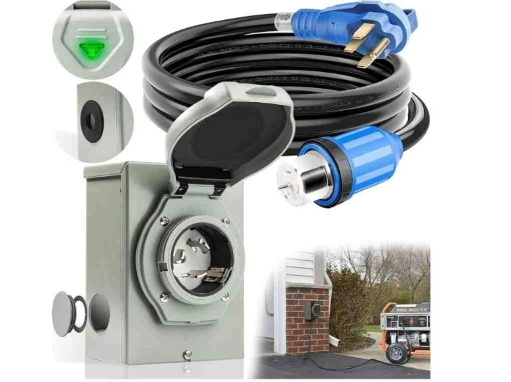 50 Amp Generator Cord and Power Inlet Box, 15FT