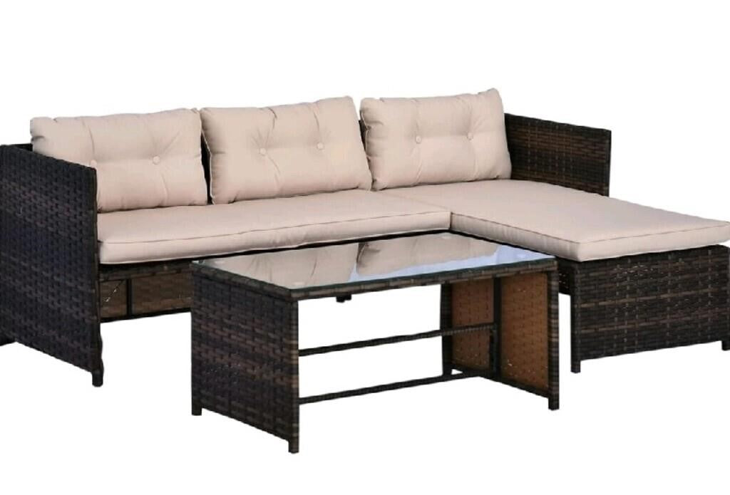 Outsunny 3 Piece Patio Furniture Set, Rat