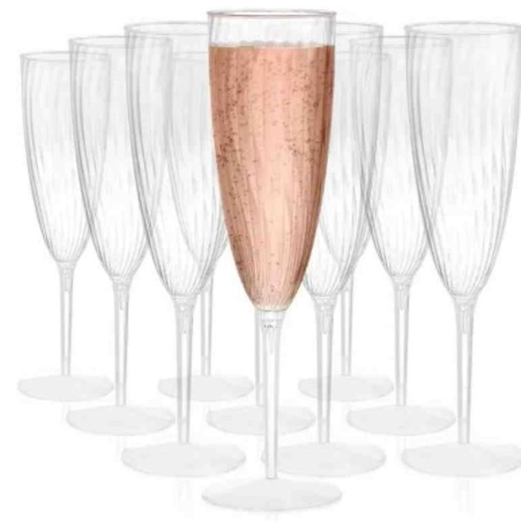 Tebery 36 Pack Clear Plastic Champagne Flute M
