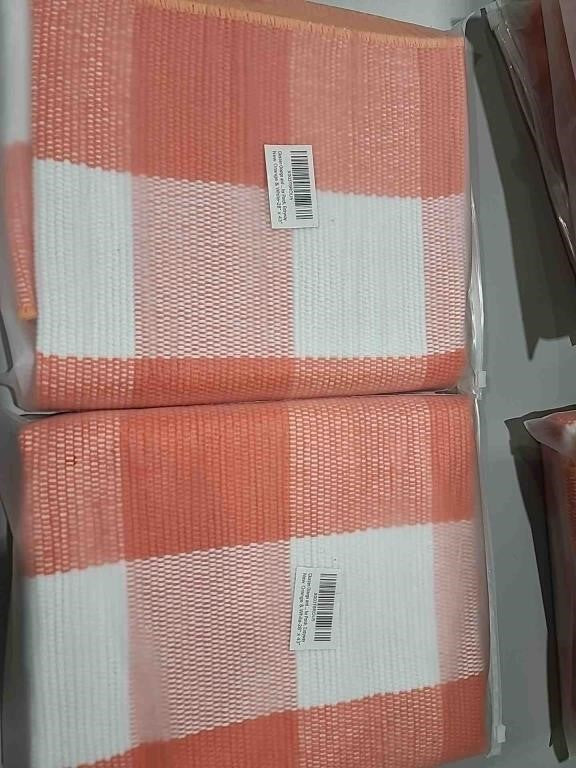 Ckorzen Orange and White Plaid Rug,