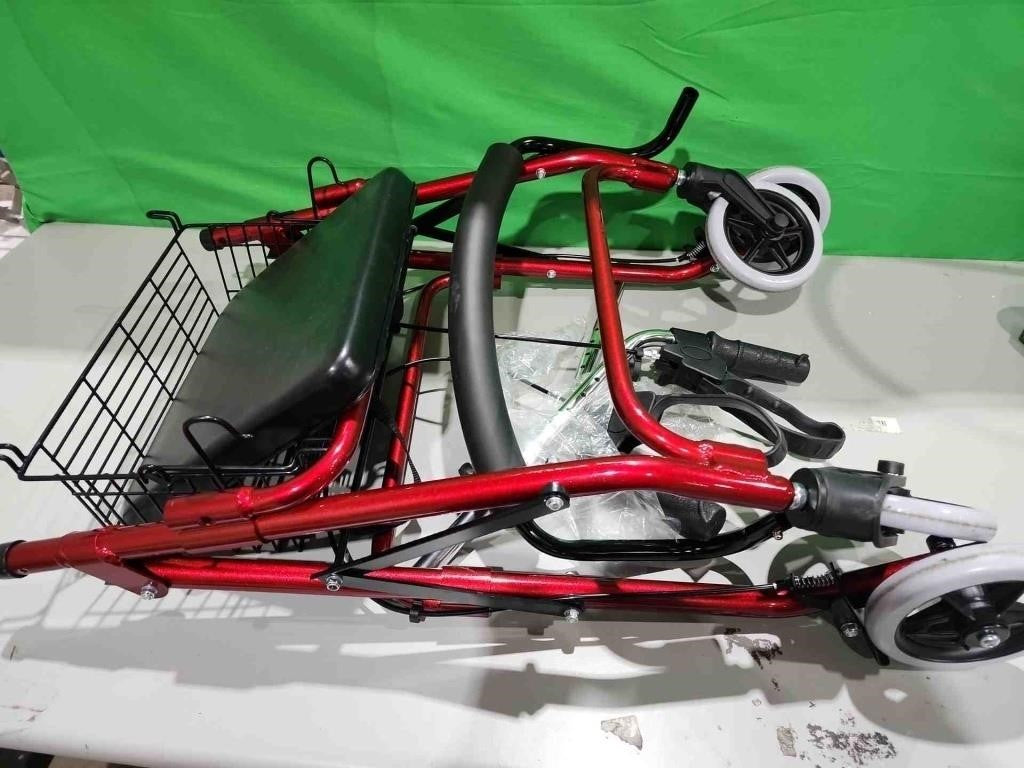 Four Wheel Rollator Rolling Walker, Red