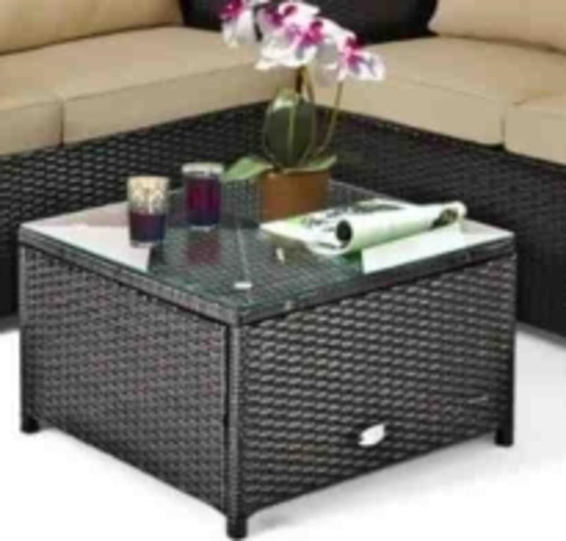 Side Table With Glass Outdoor Patio furniture