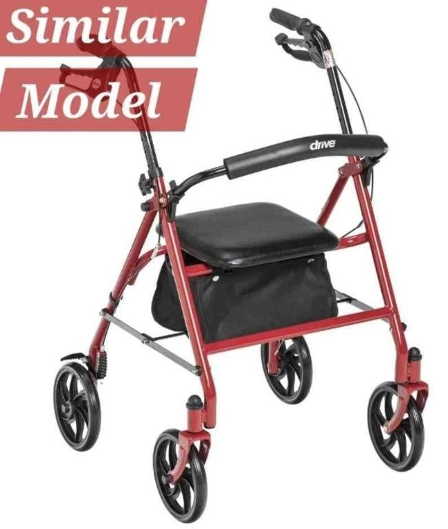 Four Wheel Rollator Rolling Walker, Red