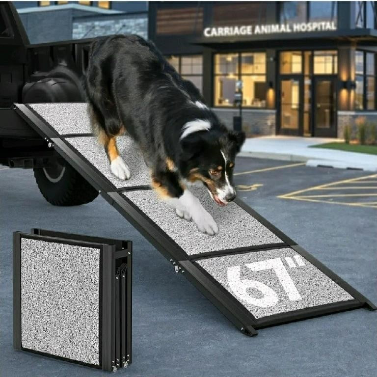 Pawaboo Portable Dog Ramp with Non-Slip Rug Surface