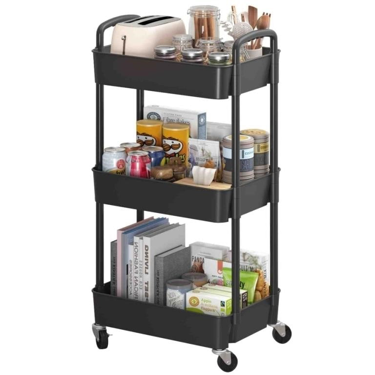 Sywhitta 3-Tier Plastic Rolling Utility Cart