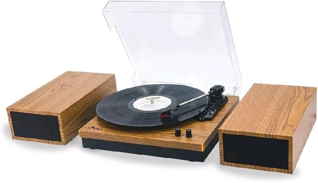LP&No.1 Wireless Vinyl Record Player with External Speakers