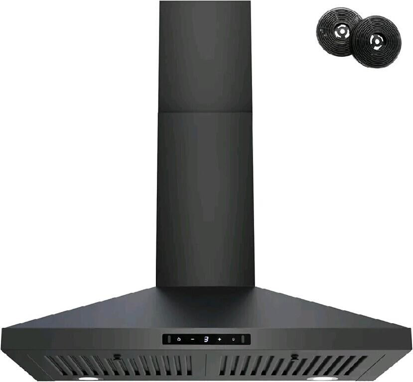 Black Range Hood 30 inch, 450 CFM FIREGAS