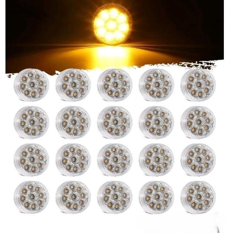 Partsam 20pcs 2 inch Round Amber 9 LE