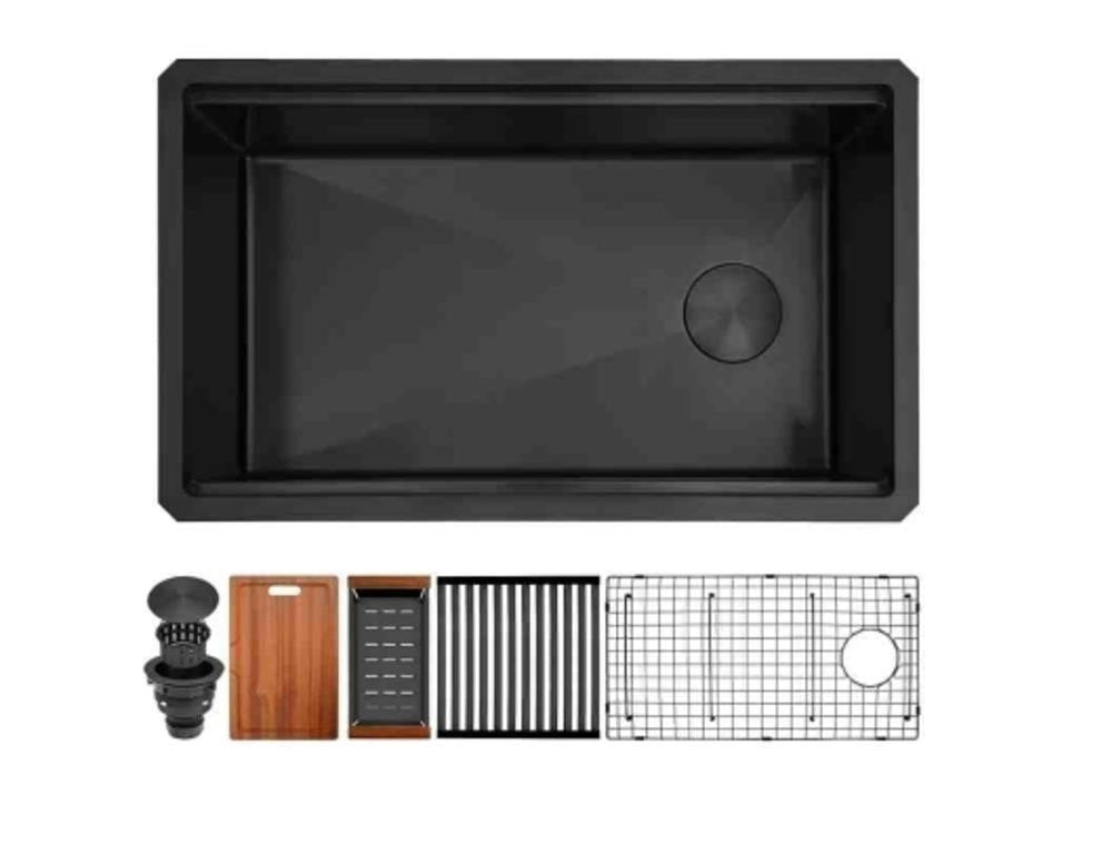 Black Undermount Kitchen Sink,16 Lonsince