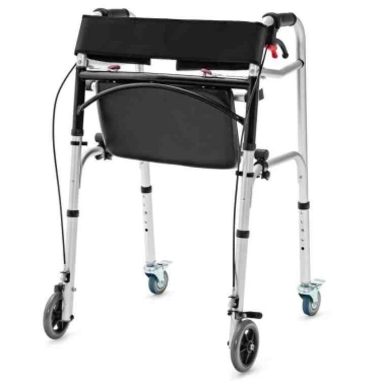 Aluminum Walker With Roller Wheels And Brakes