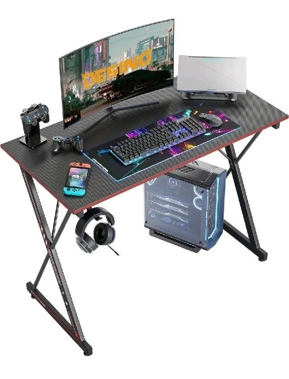 DESINO Gaming Desk 32 Inch PC Computer Desk, Home Office Desk Table Gamer Workstation, Black