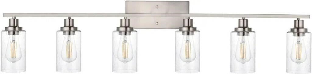 LauxaL Modern Bathroom Vanity Light Fixtures Chrome Finished 6-Light with Clear Glass Shade