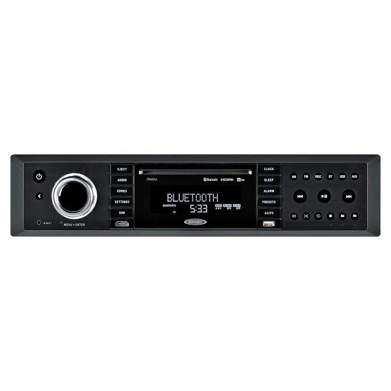 Jensen JWM92A 3-Speaker Zones Slimline Theater-Style DVD|USB|AUX|HDMI|App Ready Bluetooth Wallmount Stereo, Speaker Output 20X 8 Watt