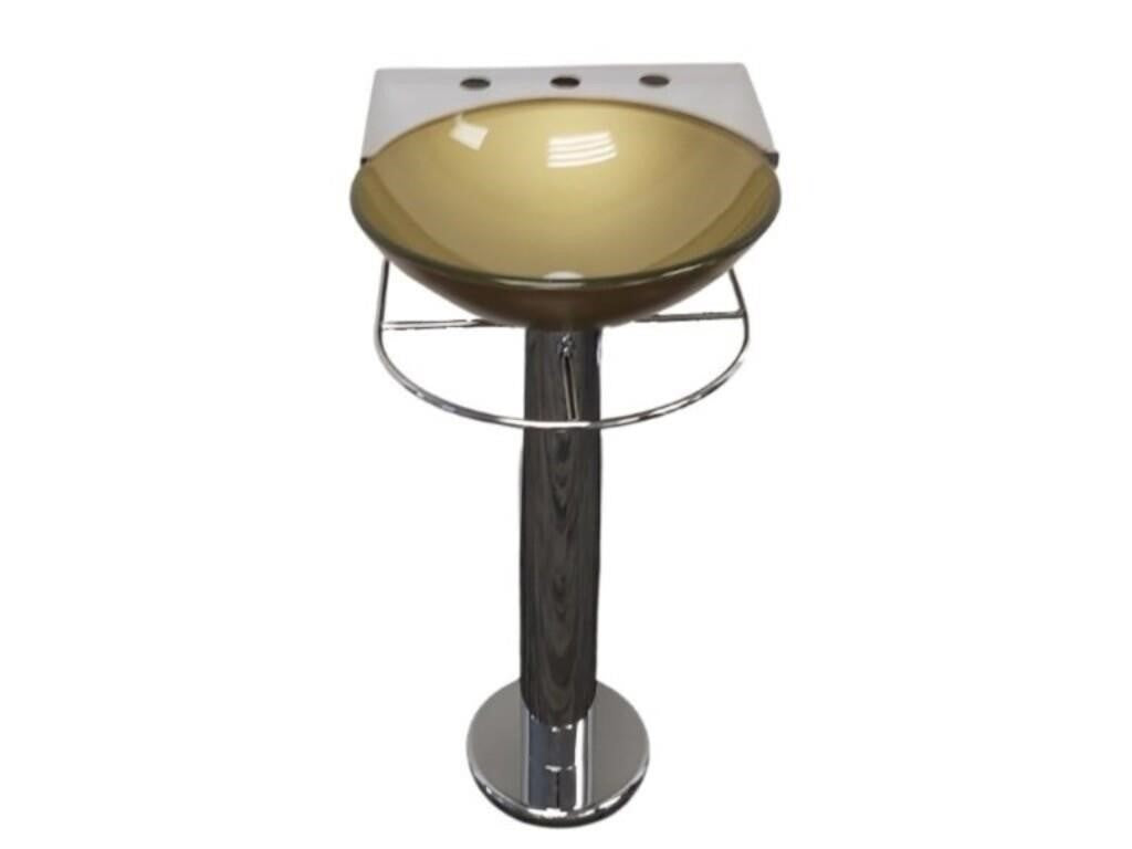 Golden Chrome Pedestal Sink