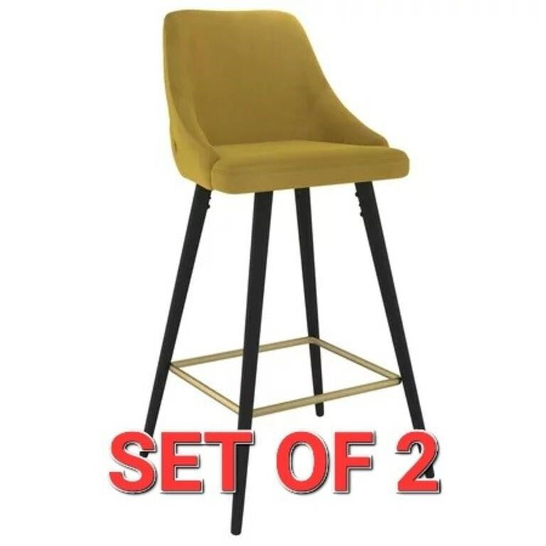 Set of 2 !nspire Modern Velvet 26'' Counter Stool