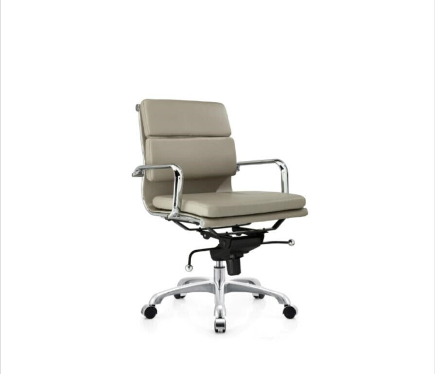 Plata Import Alark Office Chair Pu Leather Upholstery Low Back Metal Frame