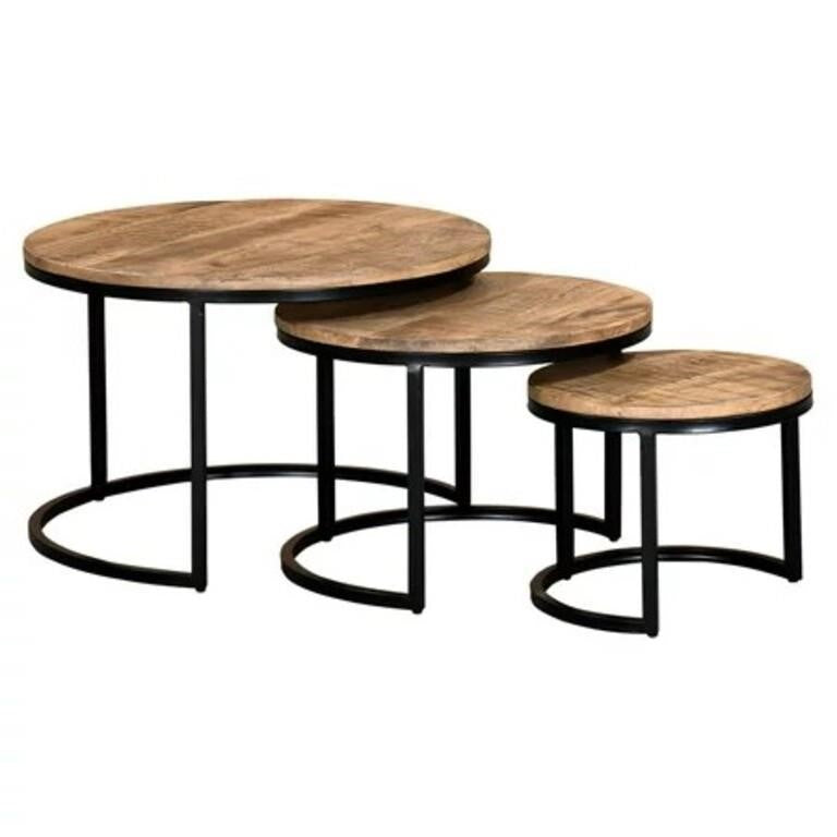 Set of 3, !nspire Worldwide Home Furnishings Round Nesting Coffee Table