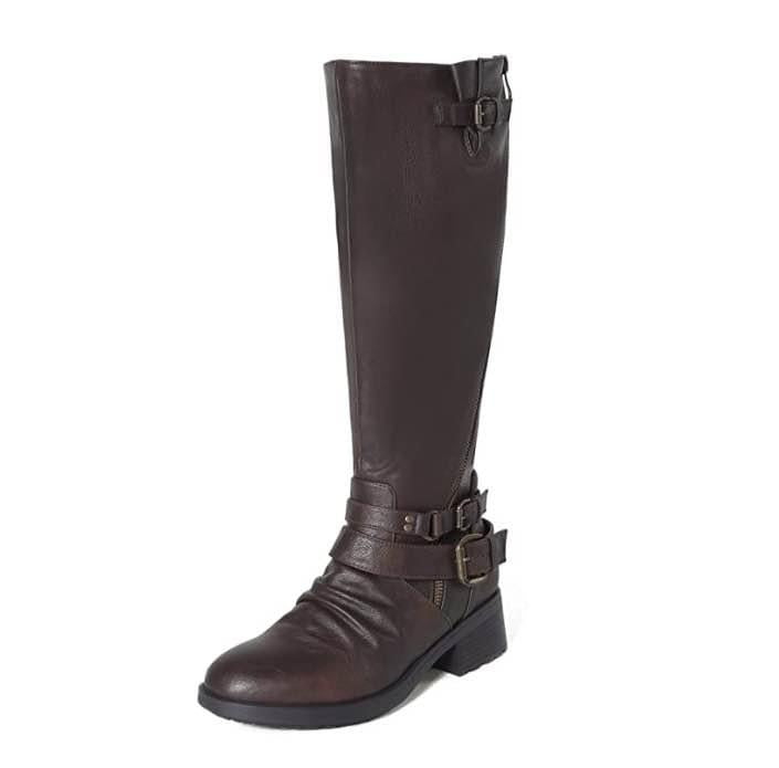 Women's Atlanta Brown Fur Lined Knee High Riding Boots Wide Calf Size 6.5 M US