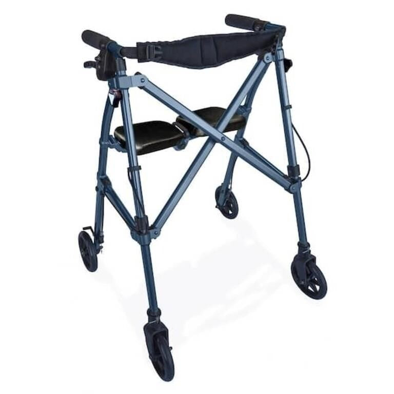 Able Life 4-Wheel Space Saver Folding Travel Walking Aid Walker Rollator in Cobalt Blue