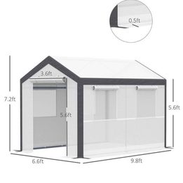 118 in.L x 78.75 in.W x 78.75 in.H Walk-in Garden Fully Enclosed Greenhouse w/ Steel Tubing 4 Window