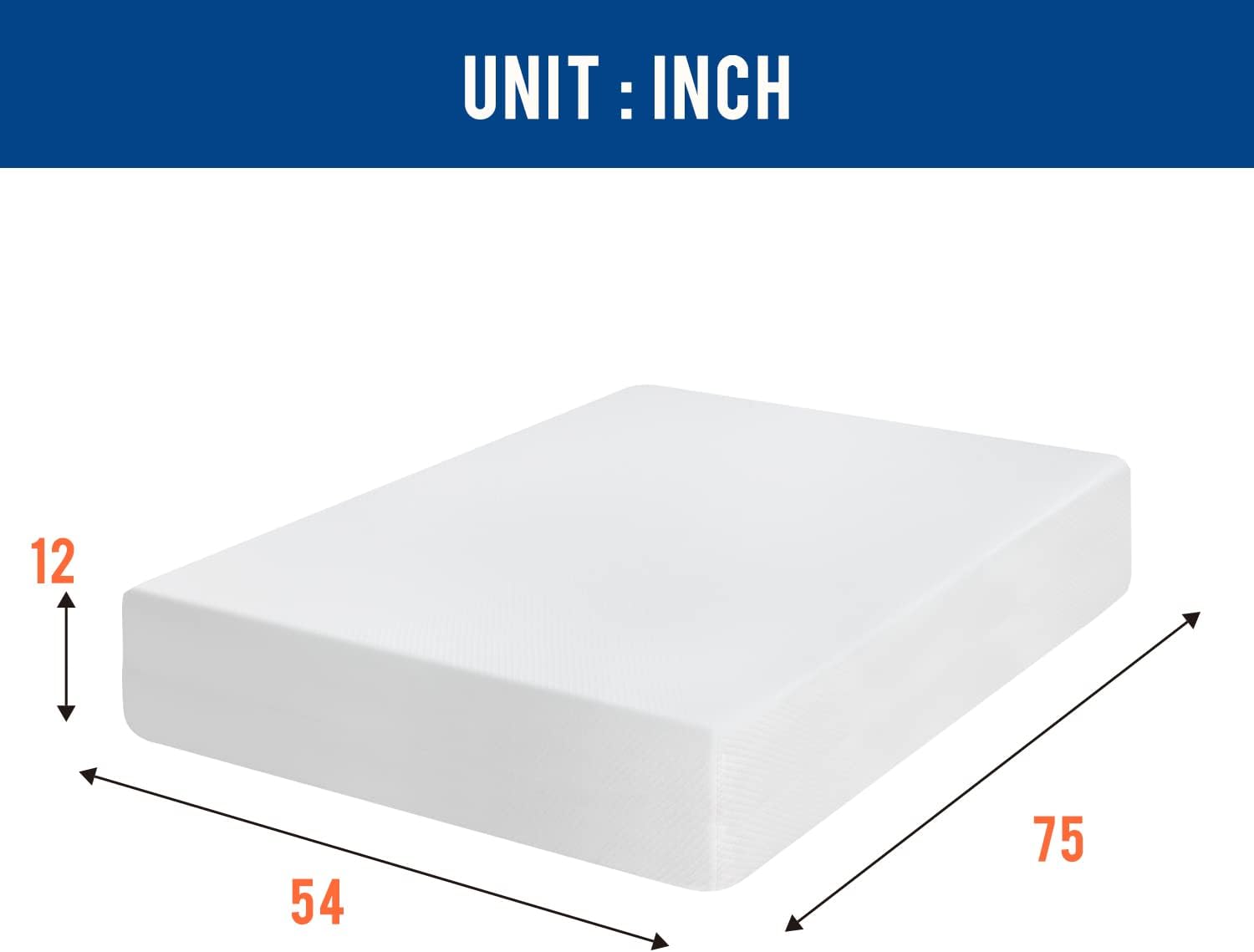 FDW 12 Inch Gel Memory Foam Mattress Medium