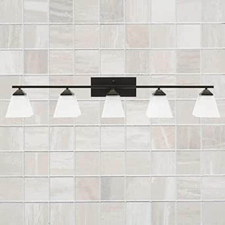 LauxaL 5 Light Black Modern Sconces with Opal White Glass Shade