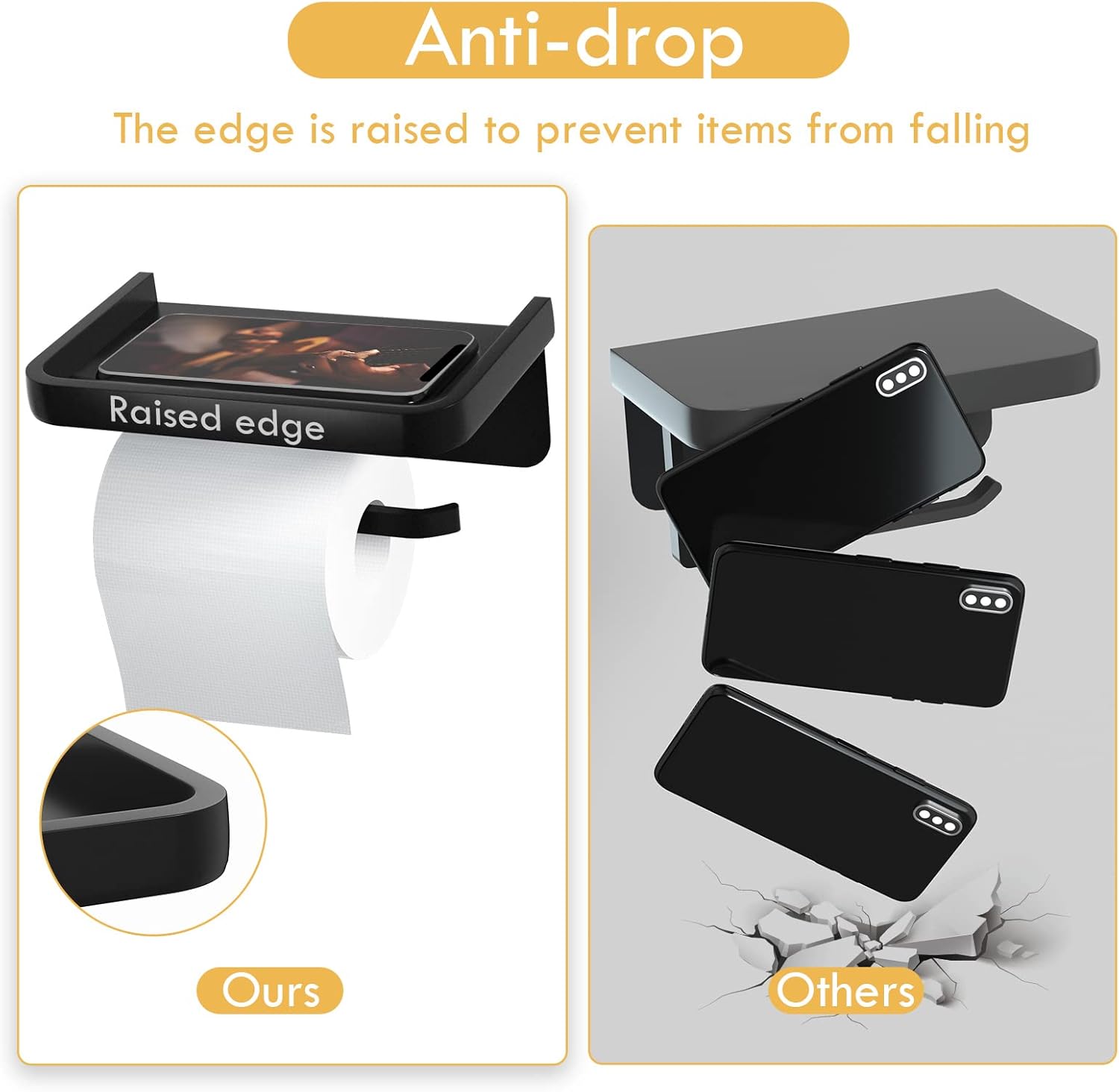 KWANITHINK Toilet Paper Holder with Shelf