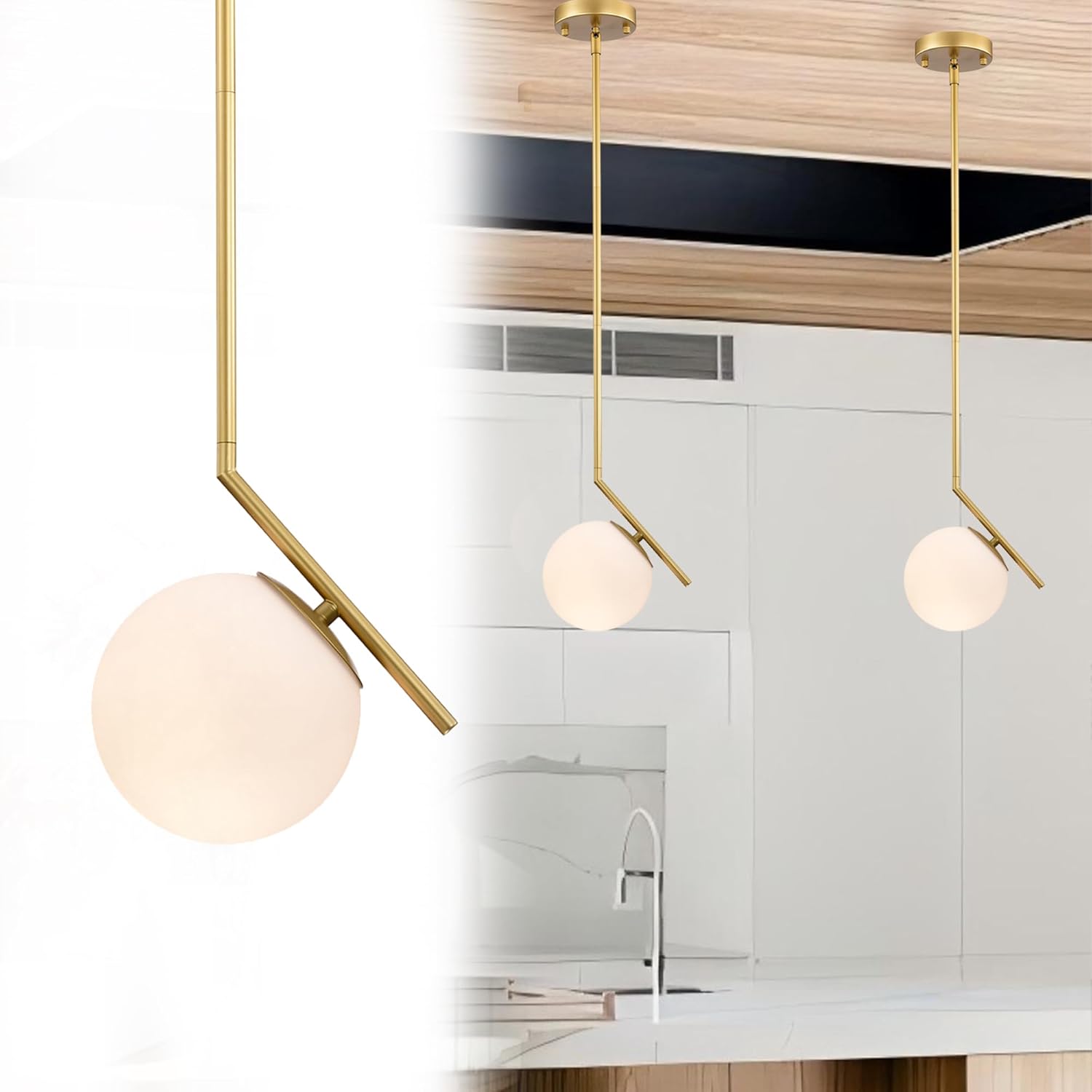 Modern Gold Pendant Light Fixtures Glass