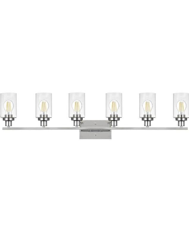 Bathroom Vanity Lighting Fixtures Chrome Finished 6-Light with 22.50 22.50  Clear Glass Vintage