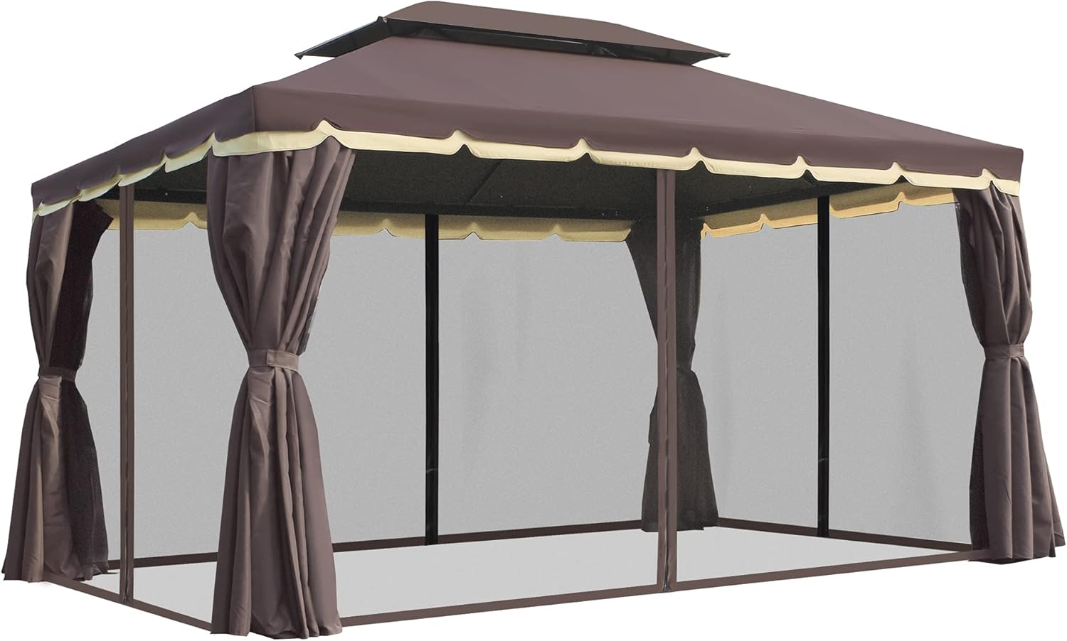 Outsunny 10' x 13' Patio Gazebo, Aluminum Frame Double Roof Outdoor Gazebo Canopy