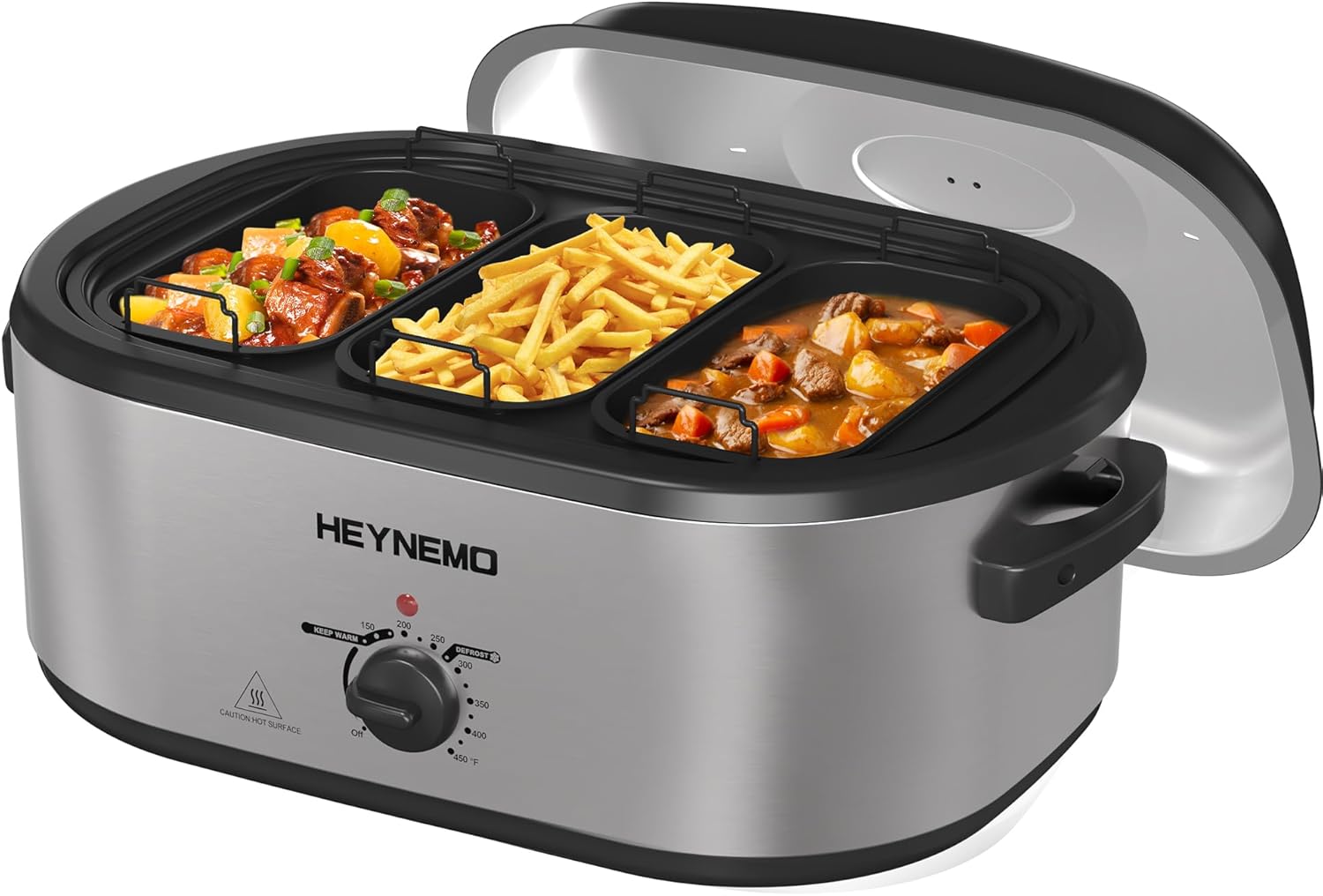 Roaster Oven 24QT, Electric Roaster Pan with 3 Compartments