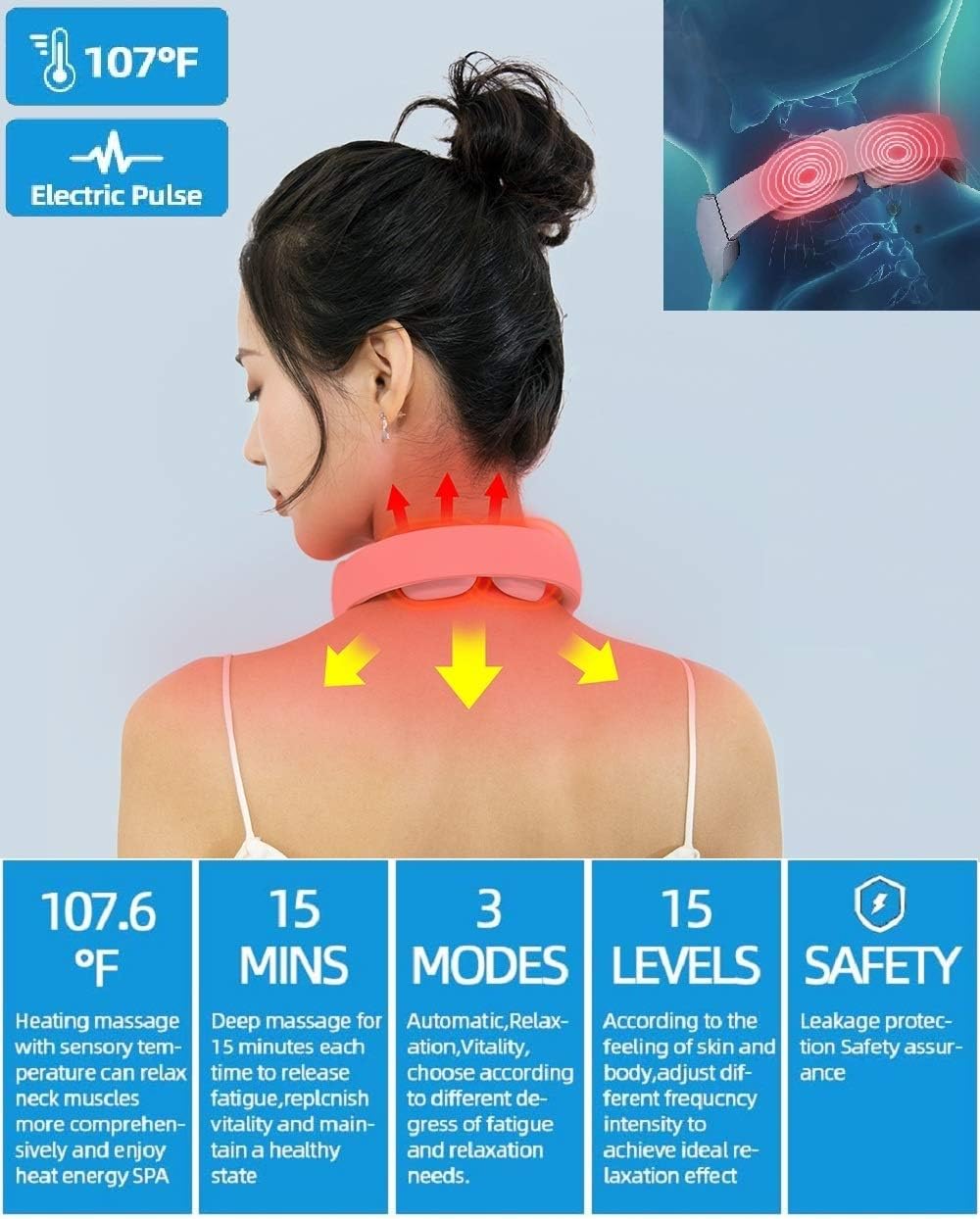 M10 Intelligent Electric Pulse Neck Massager with Heat Portable Massage Equipment