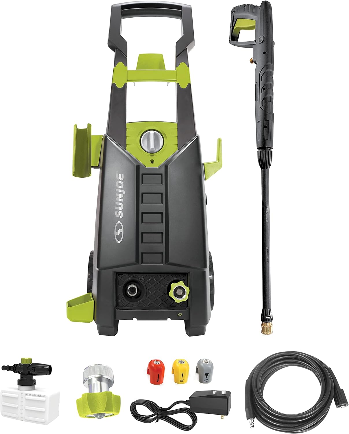 Electric Pressure Washer w/3 Quick Connect Tips and 32-Ounce Foam Cannon, 20-Foot High Pressure Hose, Green