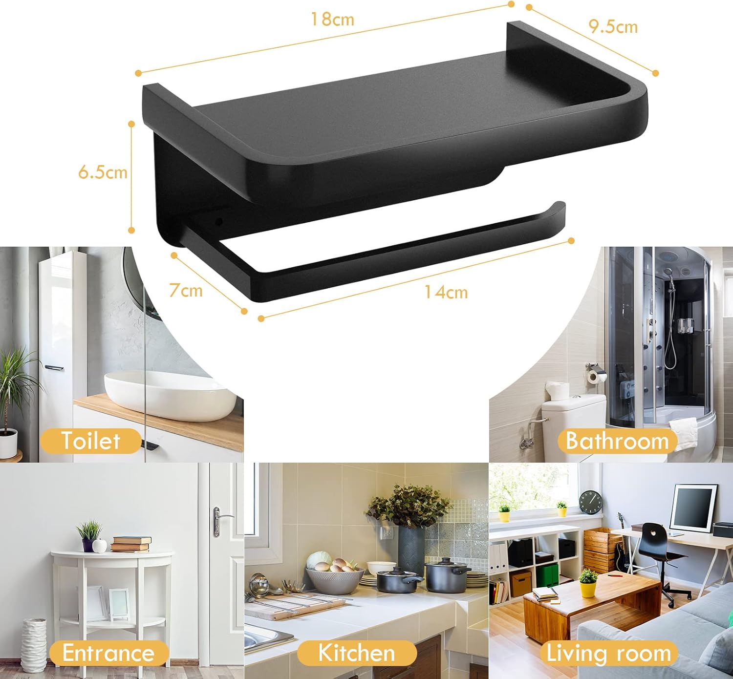 KWANITHINK Toilet Paper Holder with Shelf