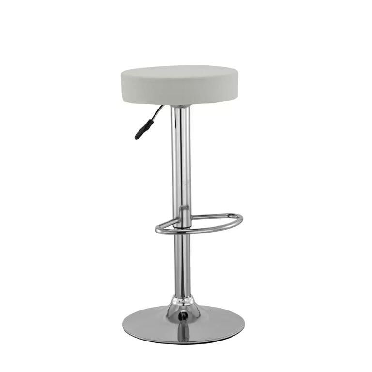 Hunter White Adjustable Height Upholstered Swivel Bar Stool