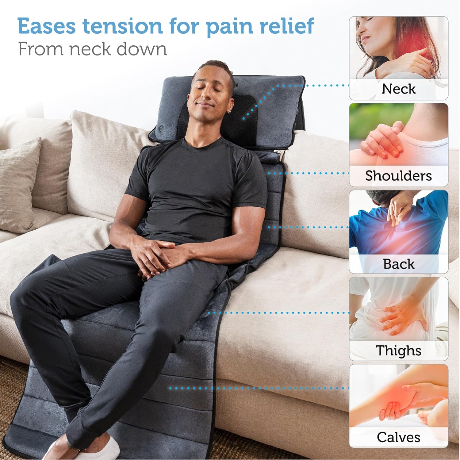 Comfier Massage Mat, Full Body Heating Massage Pad with Movable Shiatsu Neck Massage Pillow
